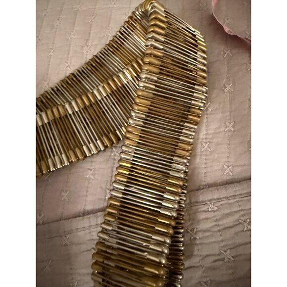 Vintage Unisex Metal Safety Pin Statement Belt Brass Silver 34 inches Punk Rare main image 8